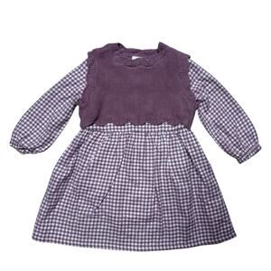 Carter's Baby Girls 3-piece gingham dress and sweater set plum purple 9M NWOT